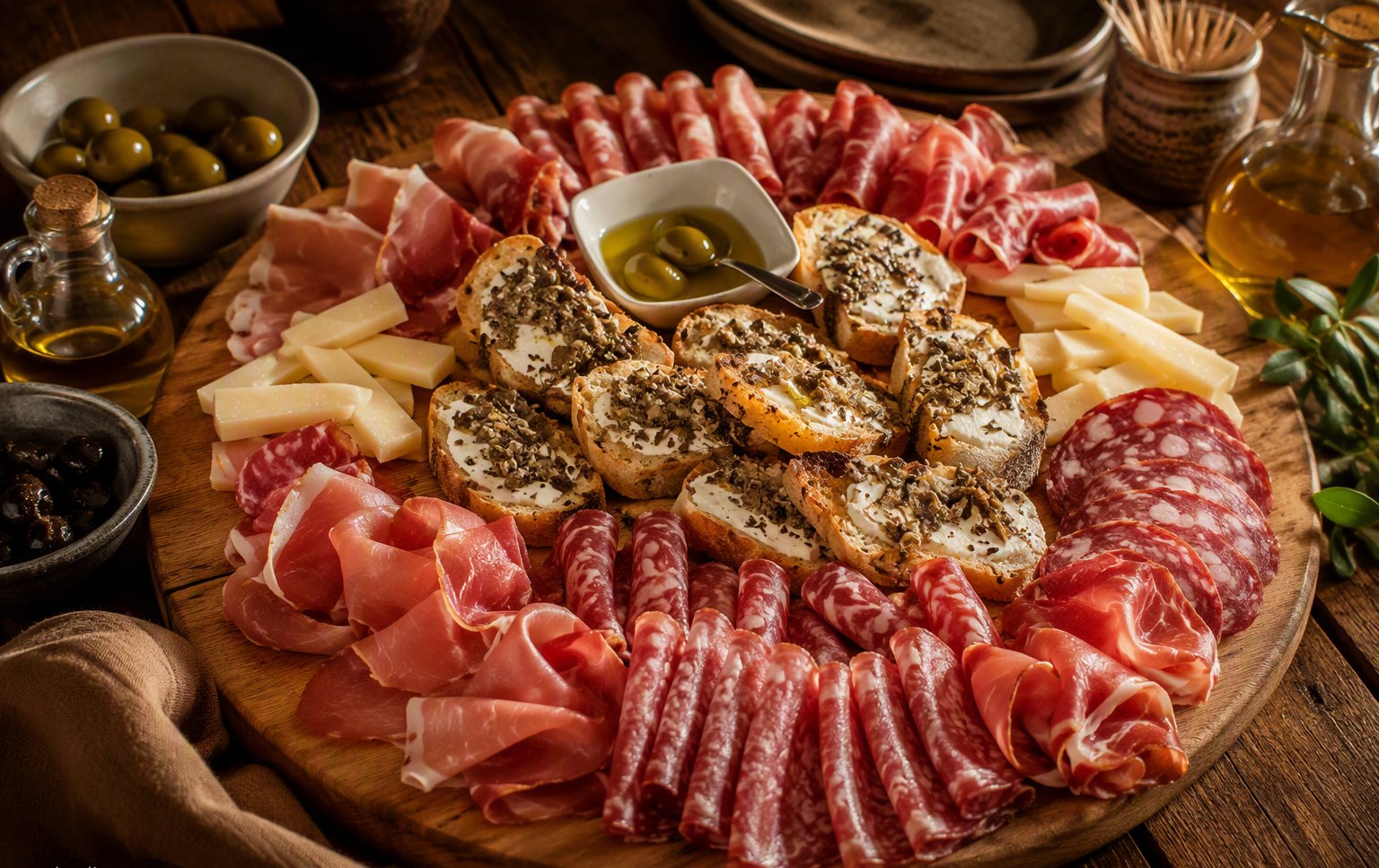 Antipasto Il Ghiottone su tagliere di legno